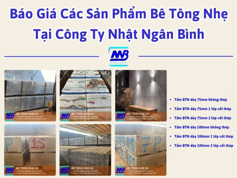 Báo giá các sản phẩm bê tông tại công ty Nhật Ngân Bình